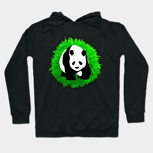 🐼 Cute Panda Illustration, Posed in front of a Bamboo Tree Hoodie by Pixoplanet